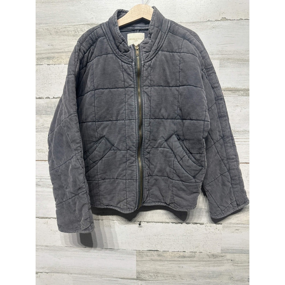 Chelsea & Violet Quilted Bomber Jacket Girls Medium Grey Full Zip EUC